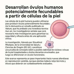 Crean por primera vez óvulos humanos fecundables a partir de células de la piel